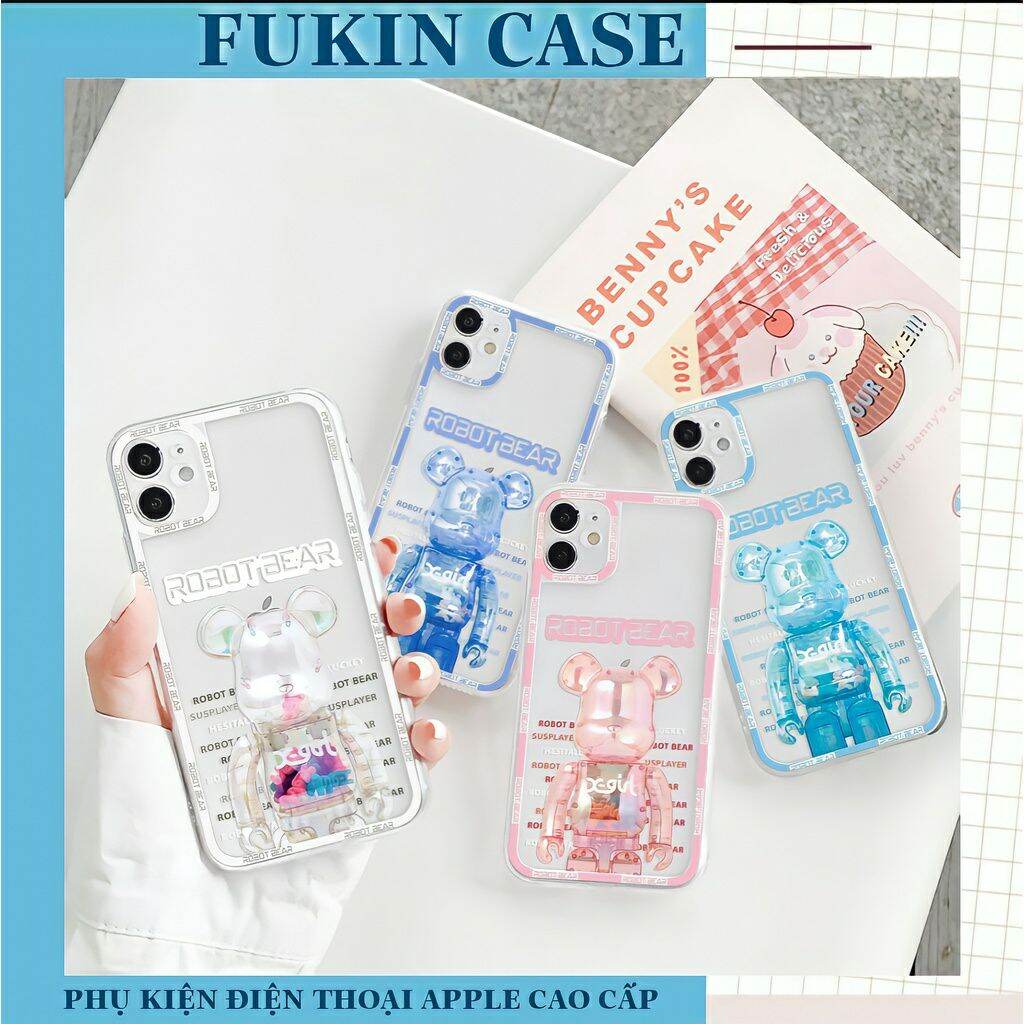 Ốp lưng iphone Robot Bear trong cạnh vuông 6/6plus/6s/6splus/7/7plus/8/8plus/x/xs/11/12/pro/max/plus/promax