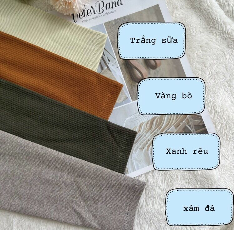 Áo cổ vuông dài tay thun gân ôm dáng