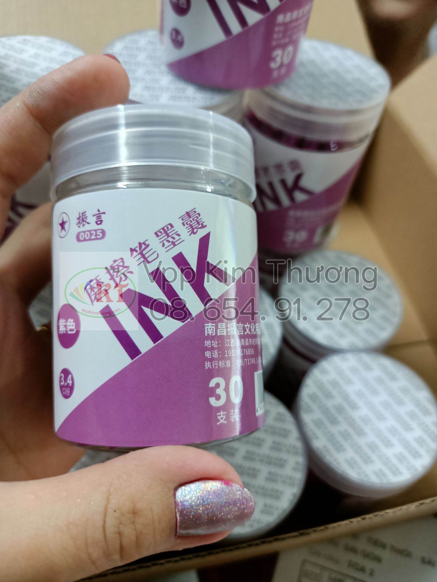 [HCM]ống mực bút máy tẩy được màu tím/xanh hủ 30 ống giá sỉ