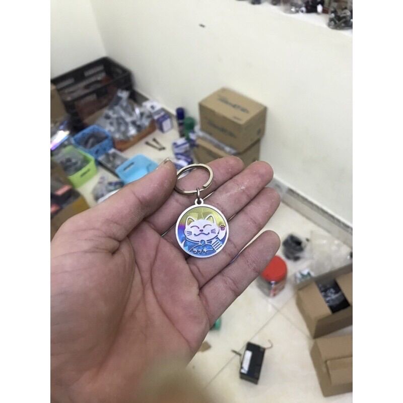 Móc Khoá Mèo Thần Tài Titannium