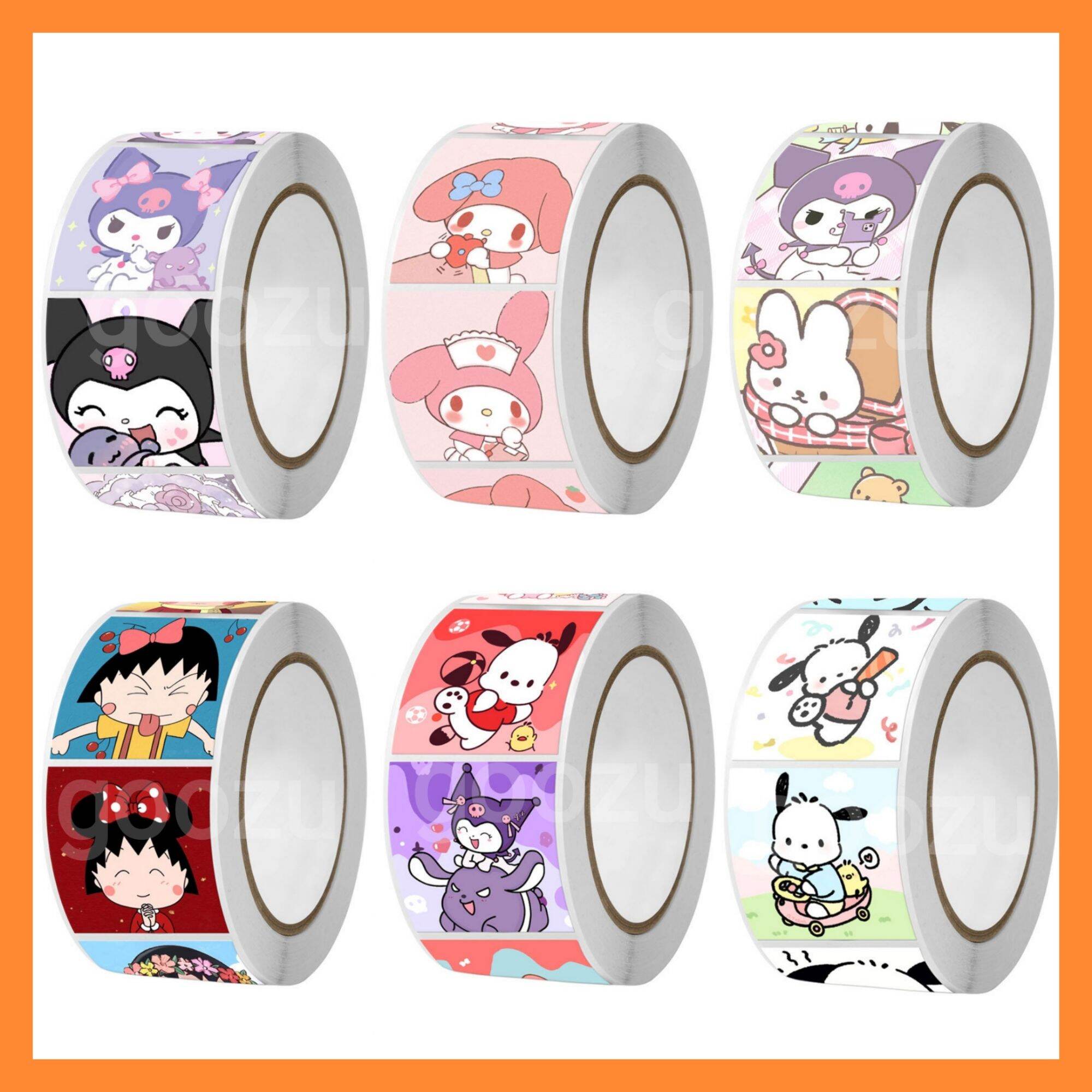 Cuộn 500 sticker tem dán hình dán sanrio 2cm