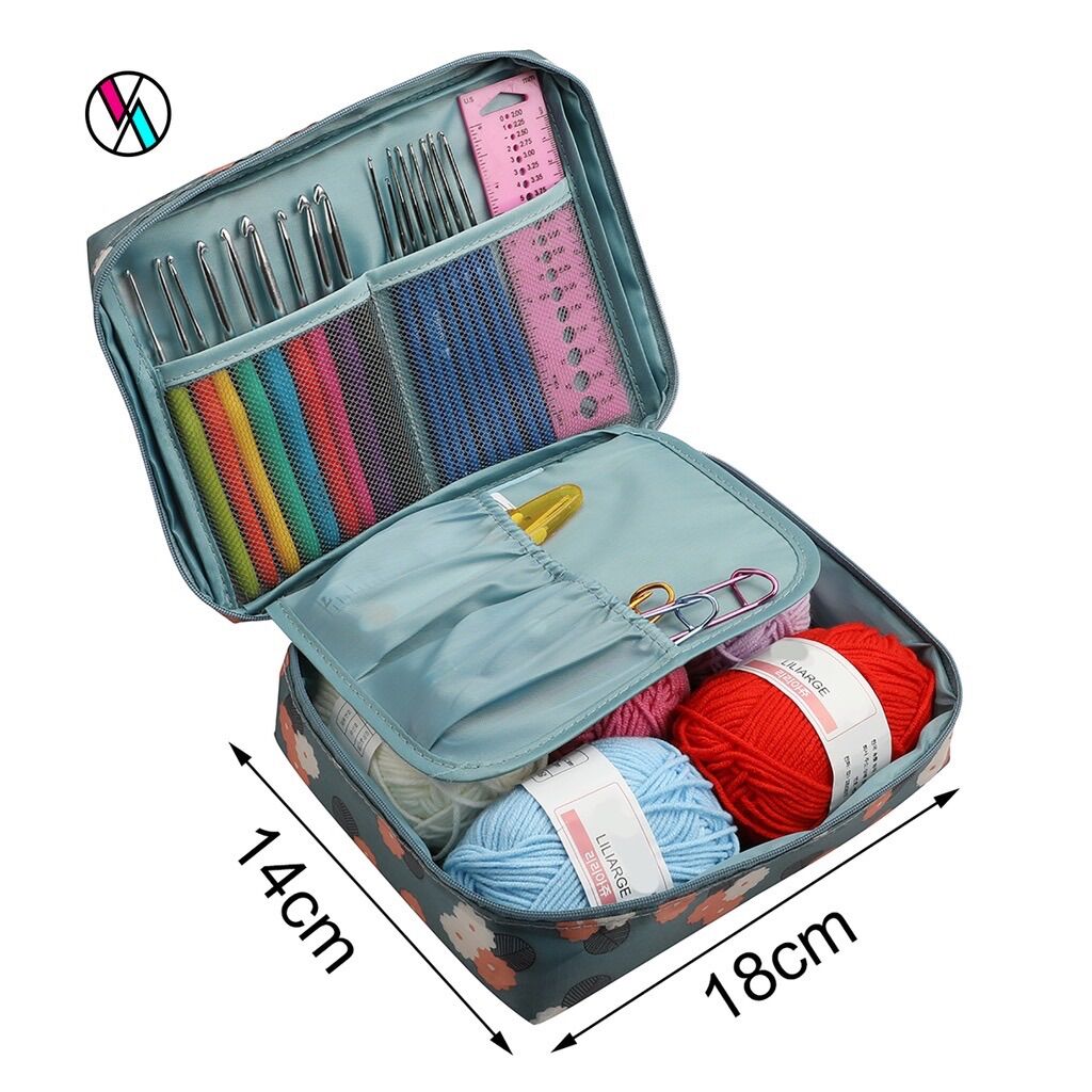 Combo dụng cụ móc len và 5 cuộn len