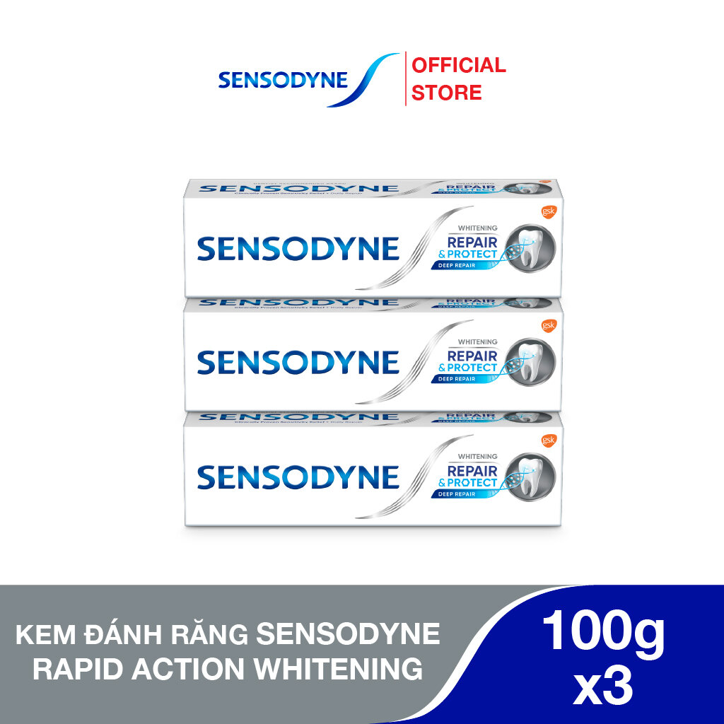 Bộ 3 Kem đánh răng SENSODYNE Repair & Protect Deep Repair Whitening 100g phục hồi, bảo vệ răng ê buốt và làm trắng răng