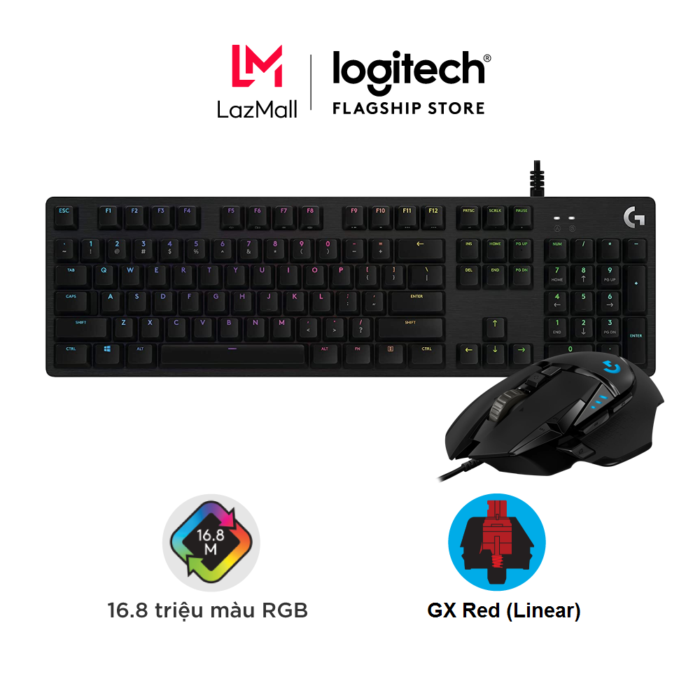 Bàn phím game cơ học Logitech G512 - RGB Lightsync 3 loại GX Switch vật liệu cải tiến cổng USB 2.0