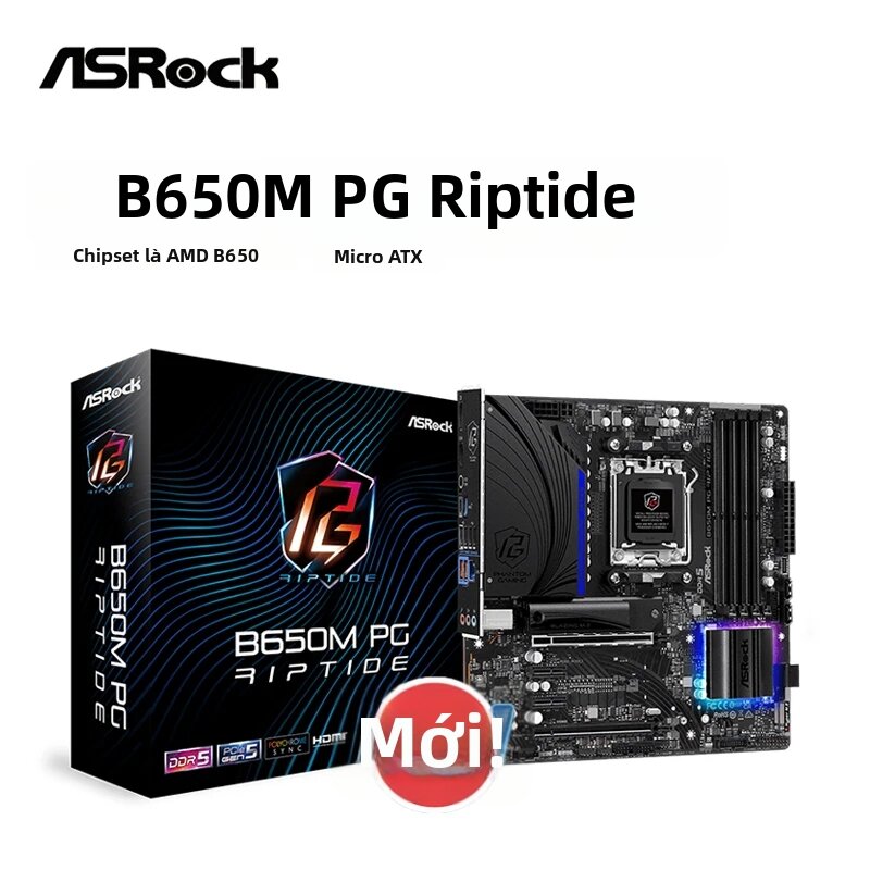 ASRock | Bo Mạch Chủ ASROCK B650M PG Riptide Micro-ATX Hỗ Trợ DDR5, AMD Ryzen 7000 Series, Socket AM5, Dual M.2, USB3.2, Tối Đa 192GB, Dung Lượng RAM 128GB Giá 9,875,000 Đồng*Miễn phí vận chuyển