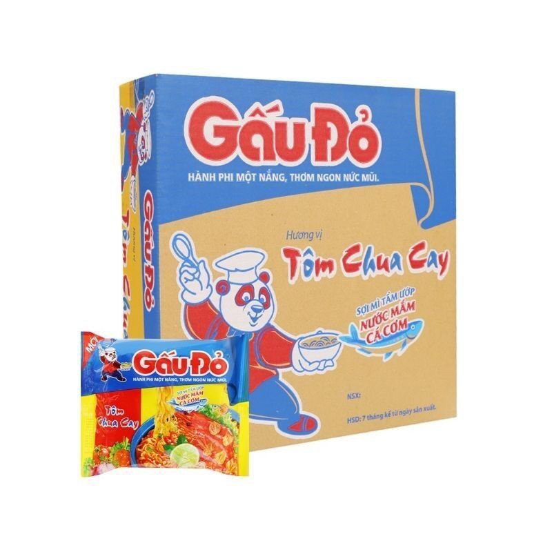 Thùng 30 gói mì gấu đỏ 63g - tôm gà