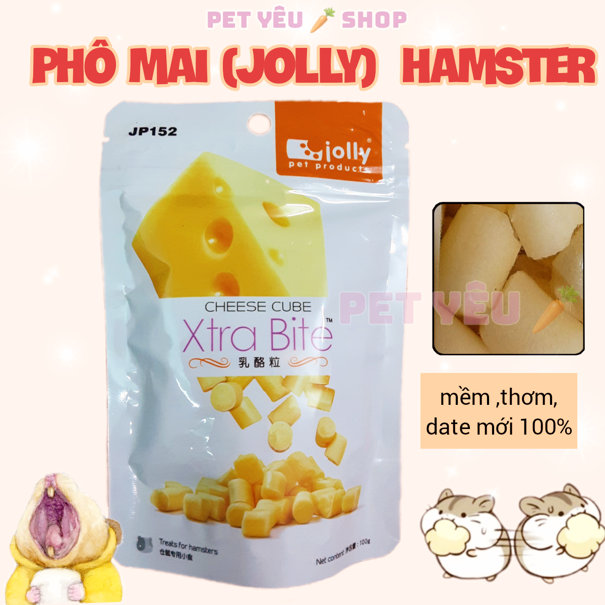 Phô mai jolly ❤️ date mới ❤️ Freeship❤️ thức ăn vặt hamster