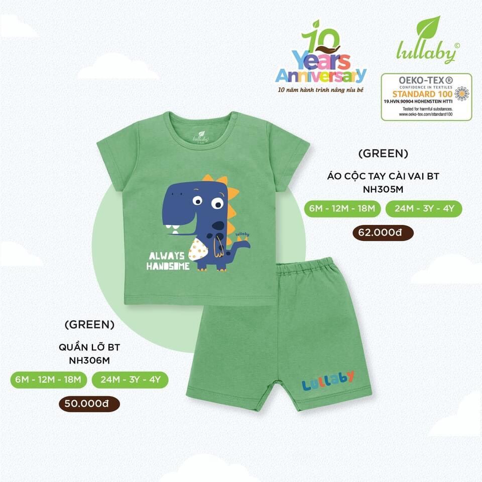 [LULLABY 2022] Bộ Cộc tay bé trai cotton (Sz 6m-4y)