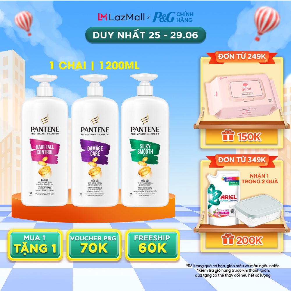 Pantene Pro-V Dầu GộiNgăn Rụng Tóc / Phục Hồi Hư Tổn / Suôn Mượt Óng Ả Chăm Sóc Tóc 1200ml