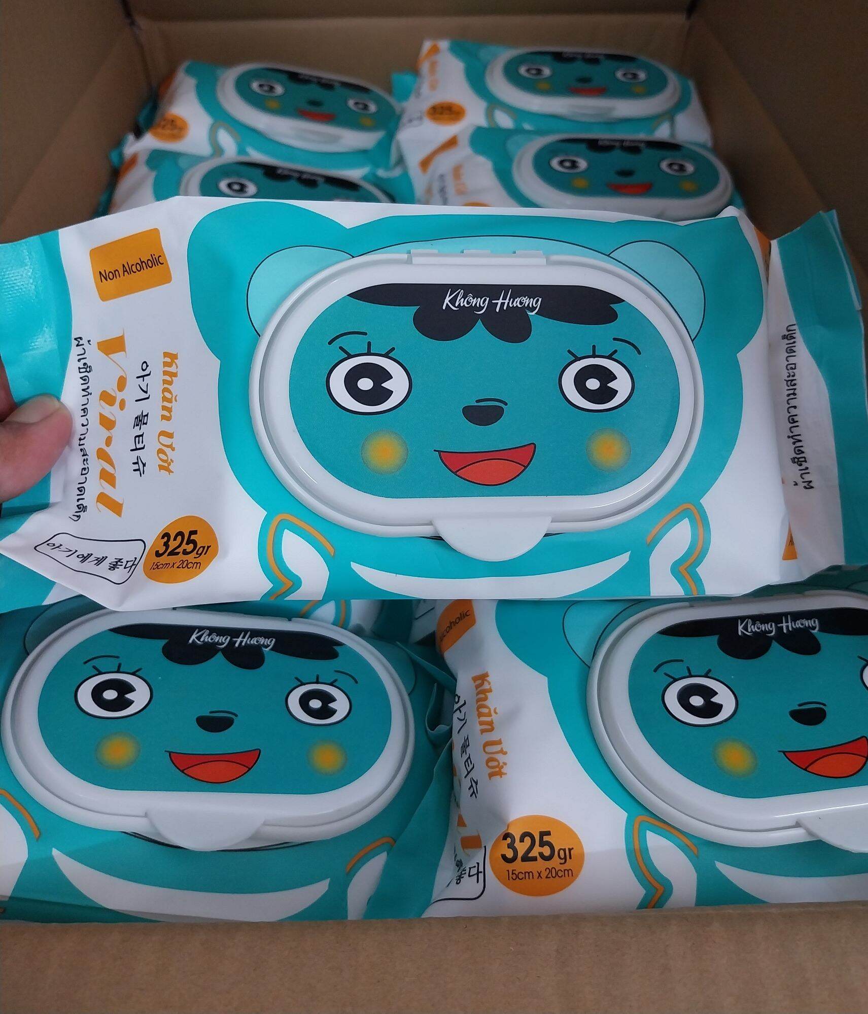 Hỏa tốc khăn ướt viral 325g không mùi khổ lớn vải bi