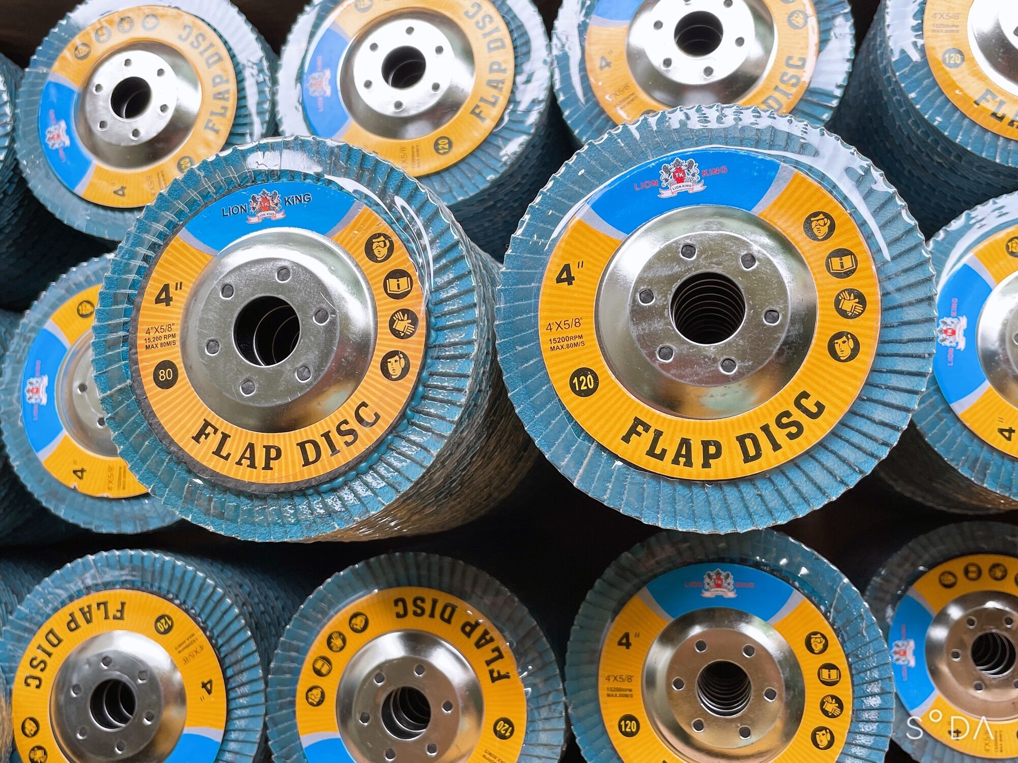 [COMBO 10 viên] Nhám xếp (ráp xếp) xanh LIONKING 1 tấc (100mm) A40,A60,A80,A120
