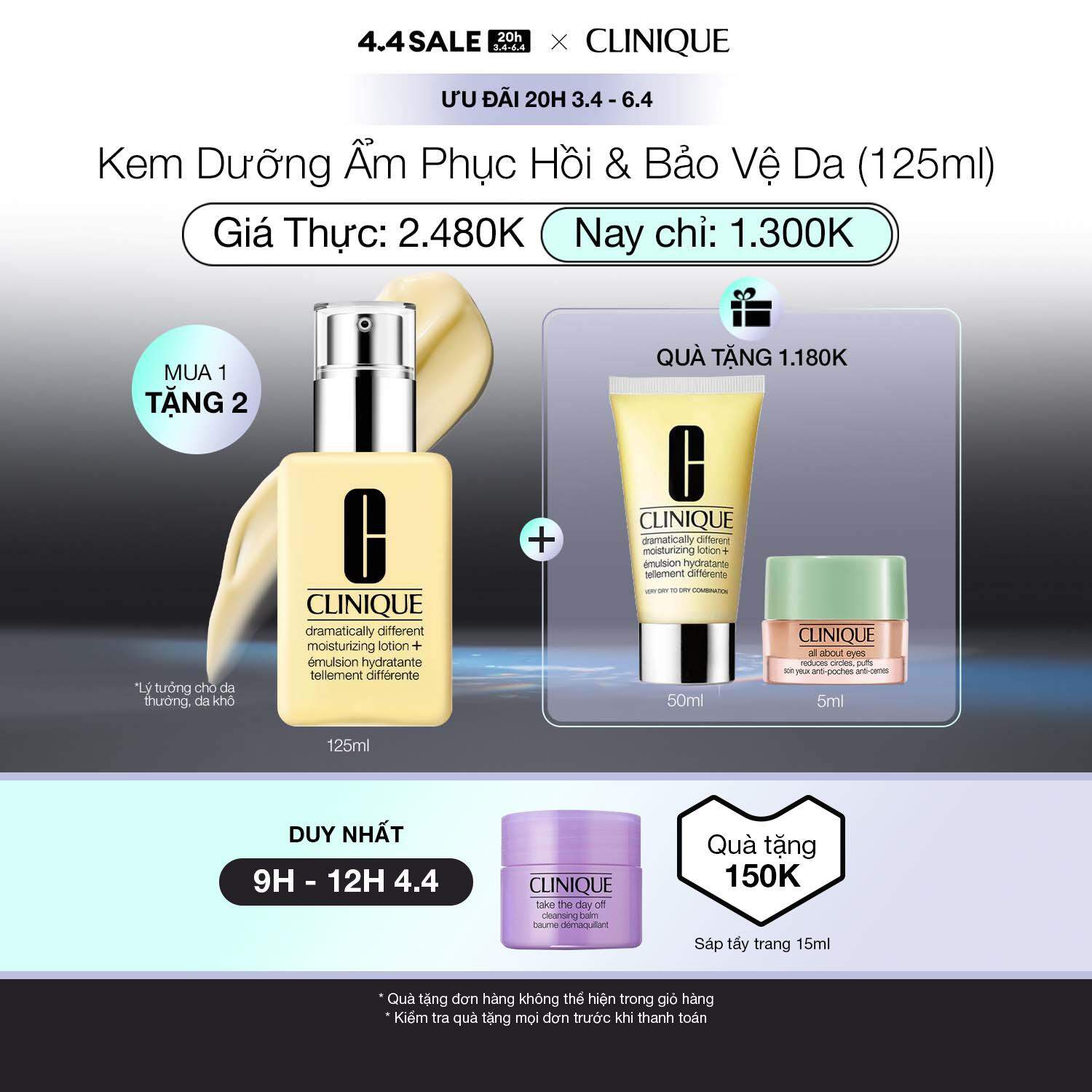 Kem dưỡng ẩm cân bằng Clinique Dramatically Different Moisturizing - Moisturizer 125ml (Gel - Jelly - Lotion)