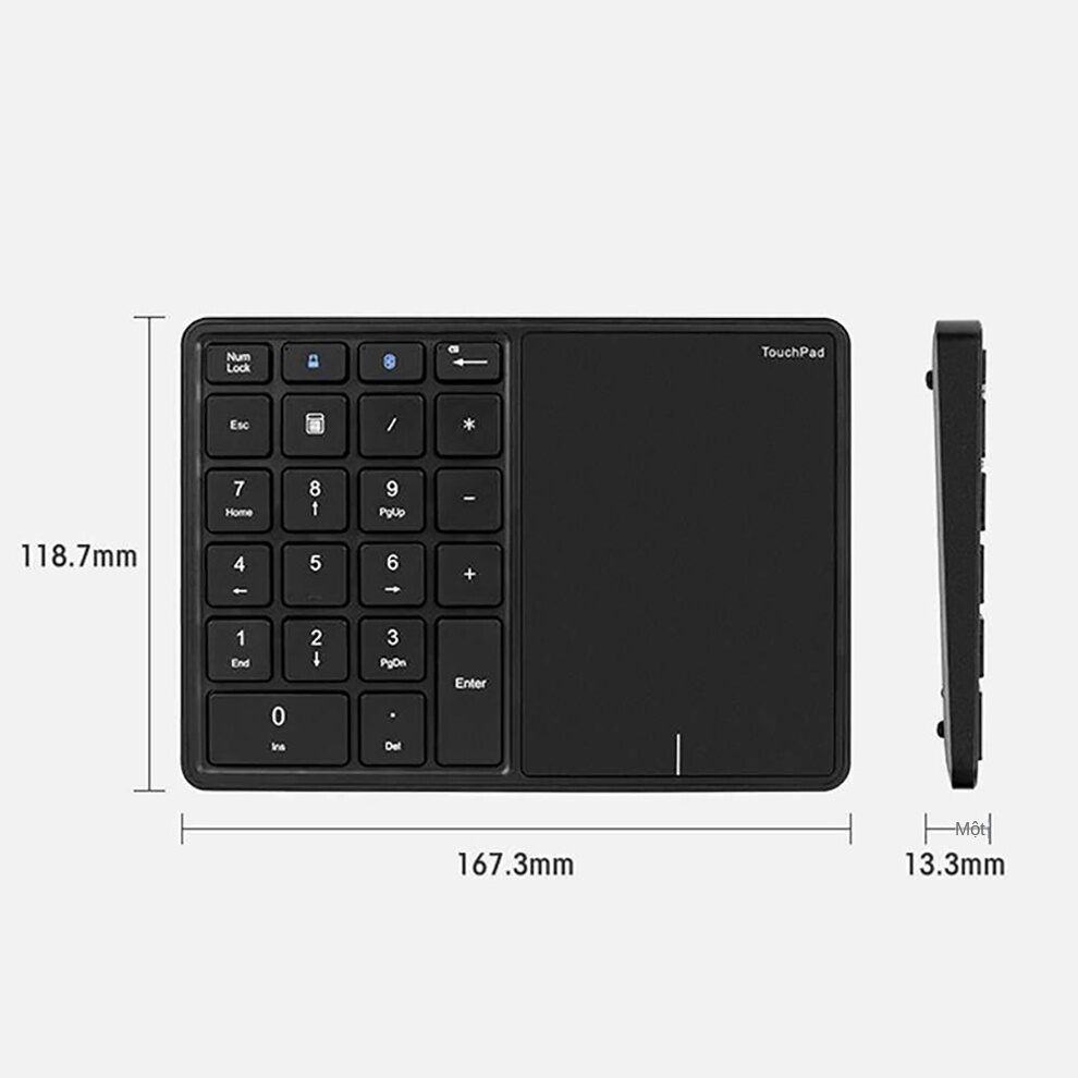 USB+Bluetooth Numeric Keypad with Touchpad Wireless Digital Keyboard for Mac OS Accounting Windows IOS 22 Keys Number Keypad
