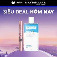 [Bộ Trang Điểm Mắt] Mascara Sky High Tơi Dài Mi Không Giới Hạn Maybelline New York Waterproof và Nước Tẩy Trang Mắt và Môi Chuyên Dụng 2 lớp Maybelline New York Eye & Lip Makeup Remover 150ml