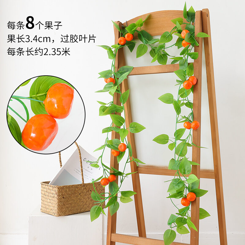 Dây leo trái cây giả hoa giả dây leo lá nho trang trí treo trần nhà dây leo nhựa lá xanh lá cây cuộn quanh nhà hàng