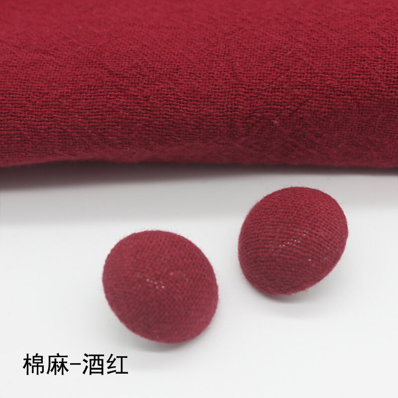 Cúc vải bọc nấm màu trắng đế nhựa váy liền cúc vải lanh cotton màu trơn chân nhựa tinh xảo cúc bọc vải thủ công trẻ em