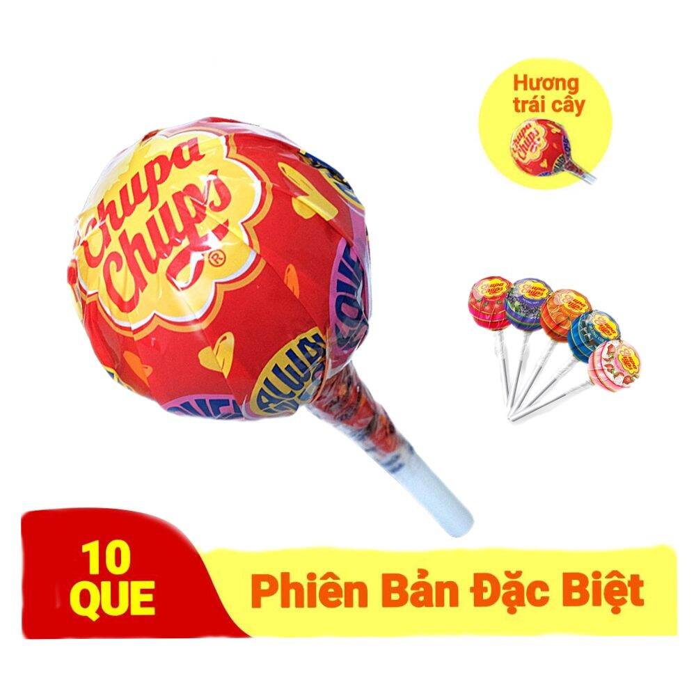 Combo 10 que kẹo mút Chupa Chups hương trái cây