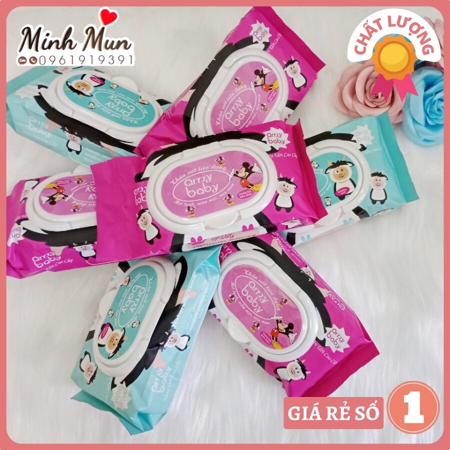 Khăn ướt amybaby 80 tờ kháng khuẩn cao cấp