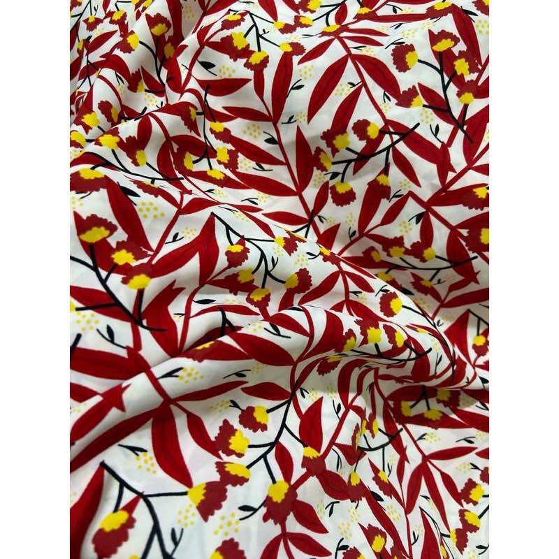 2m x 1m5 vải lụa mango mịn lá đỏ nhẹ bay may bộ áo dài váy (89)
