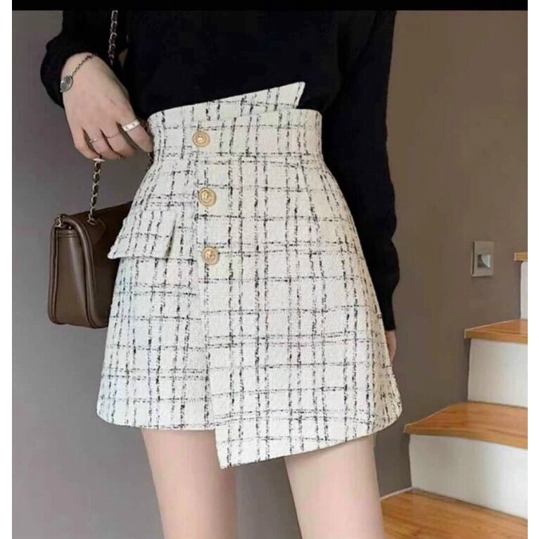 quần váy,quần váy dạ phối 3 cúc ngọc 675