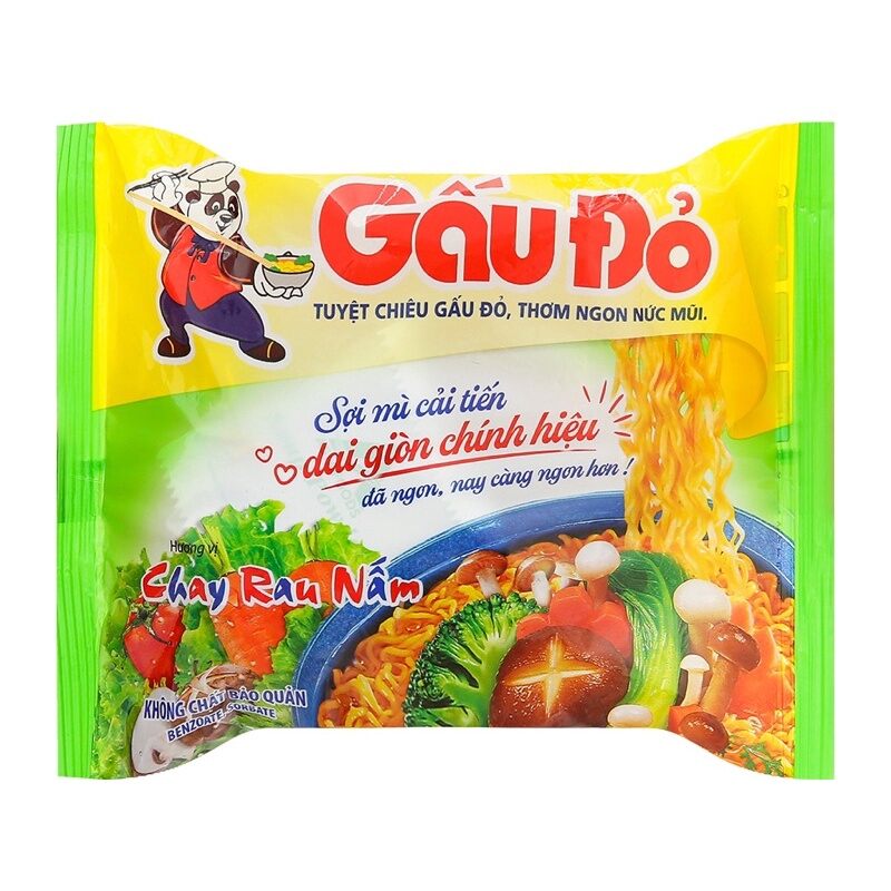 Mỳ chay gấu đỏ chay rau nấm gói 60g