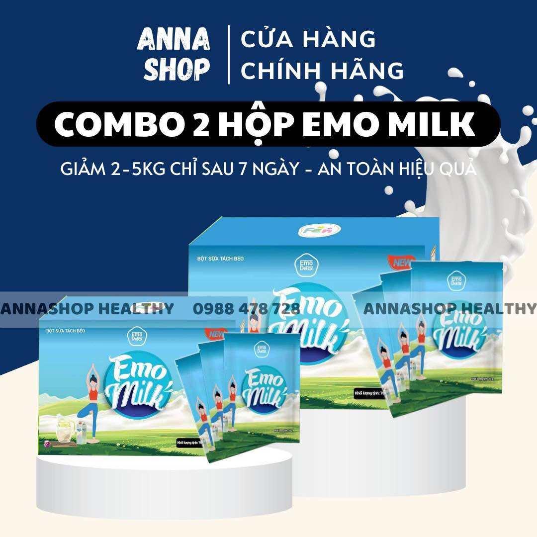 Combo 2 Hộp Sữa Bò Tách Béo Emo Milk/ Emoslim Chính Hãng/ Giảm cân hiệu quả