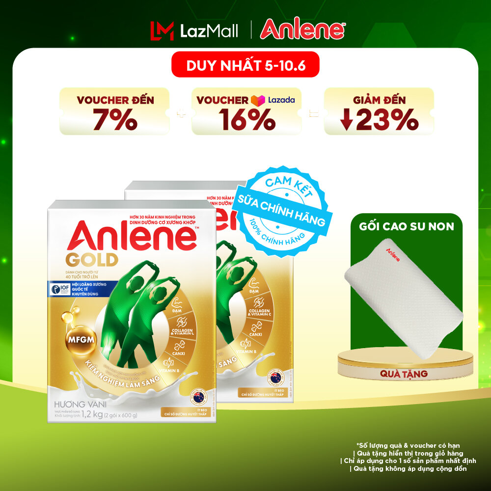 [Voucher giảm đến 26%]Combo 2 Sữa Bột Anlene Gold Hương Vani 1.2Kg