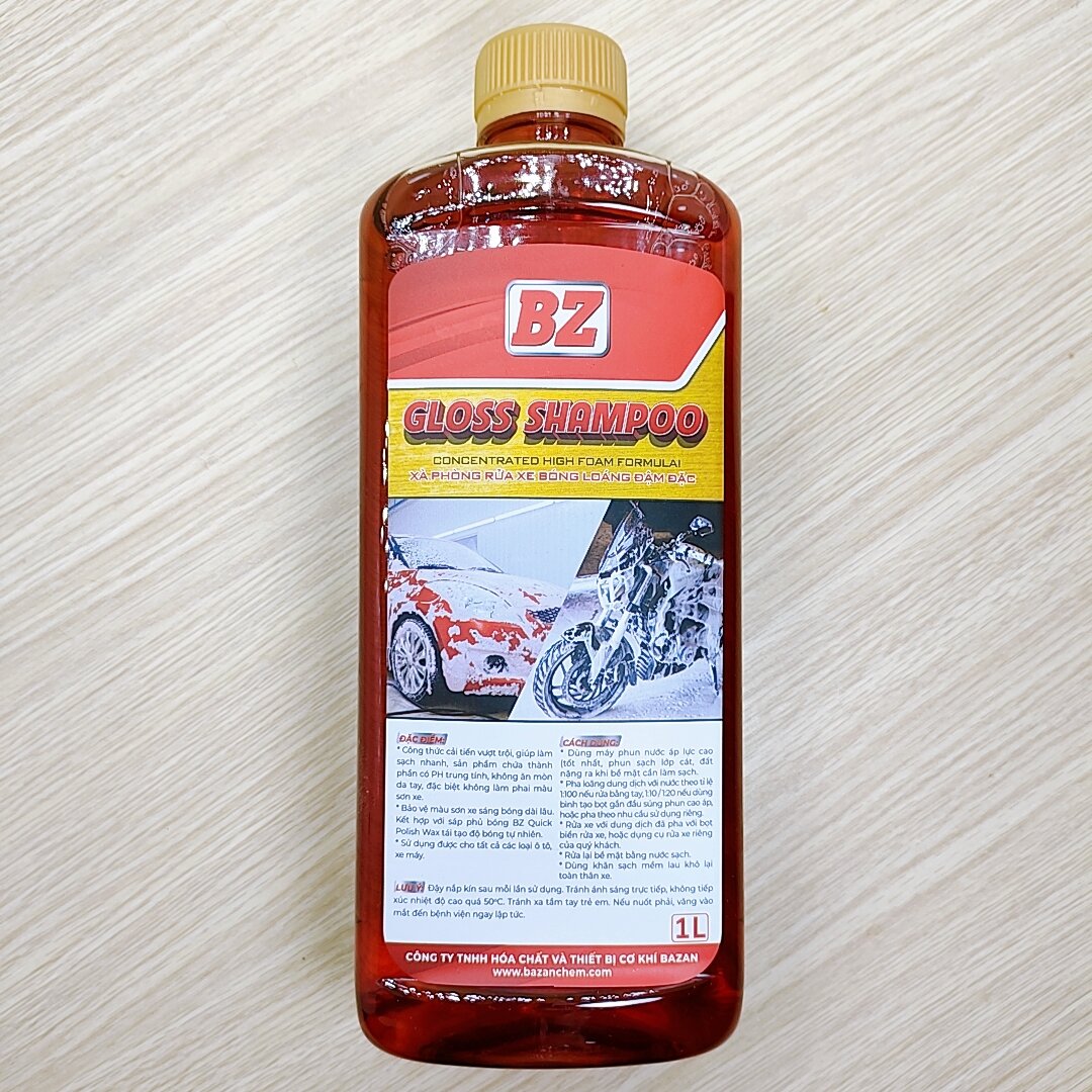 Xà bông bz, nước rửa xe bz gloss shampoo 1l siêu tạo bọt