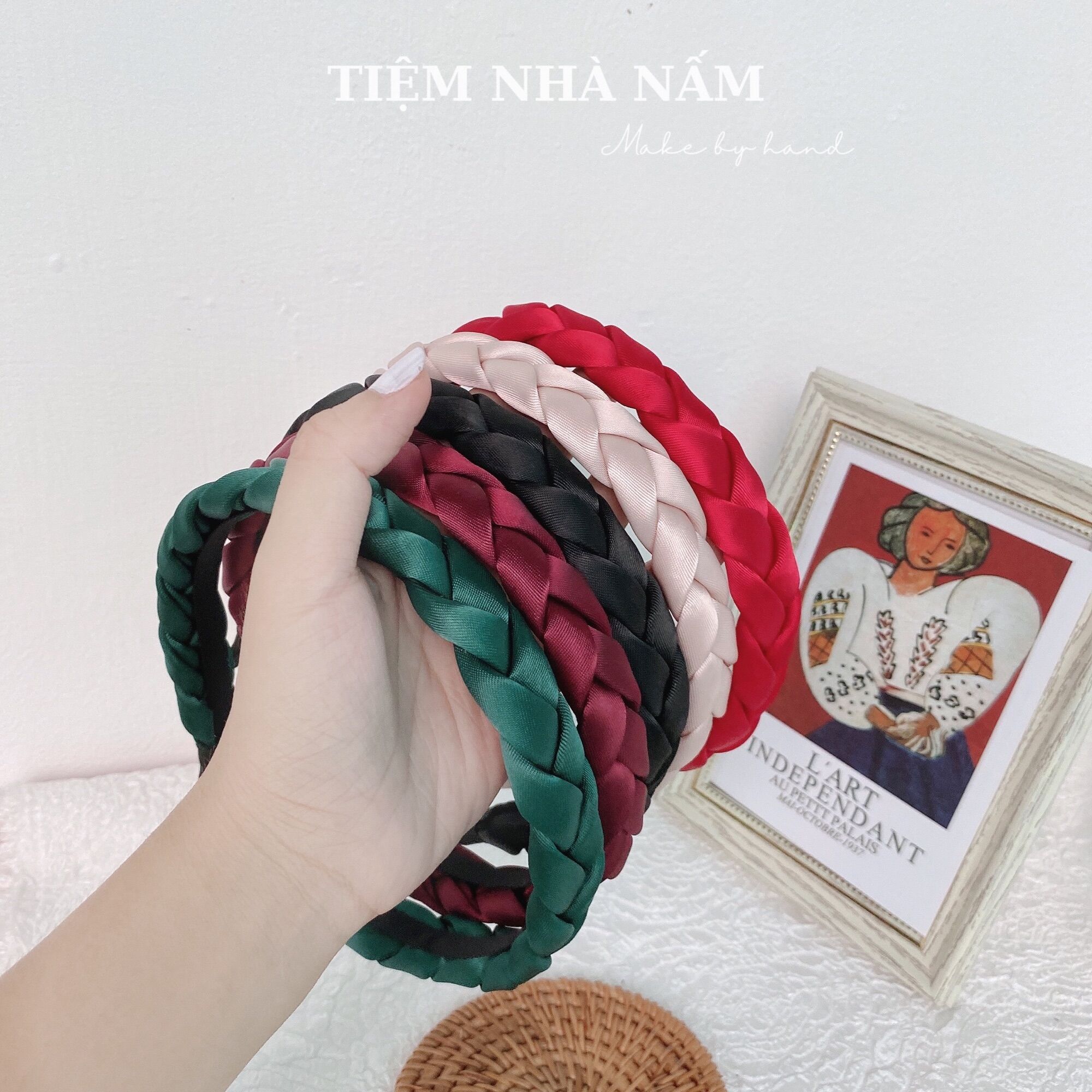 🎀 CÀI TÓC TẾT BÍM LỤA SATIN NHIỀU MÀU XINH XẮN - [ Nhà Nấm handmade ]
