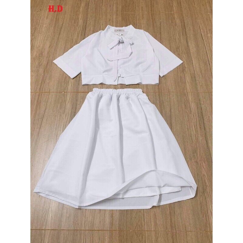 Sét váy Croptop buộc nơ xinh xắn