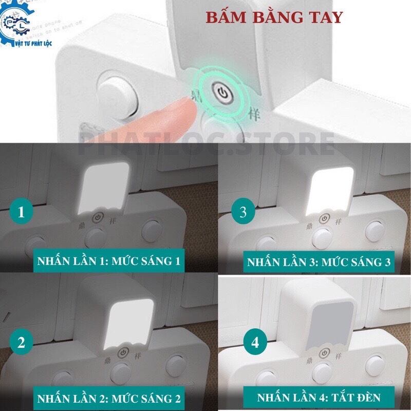 Ổ chia điện thông minh kiêm Đèn ngủ điều chỉnh 3 mức sáng Ổ cắm điện không dây phiên bản đặc biệt 2 chấu