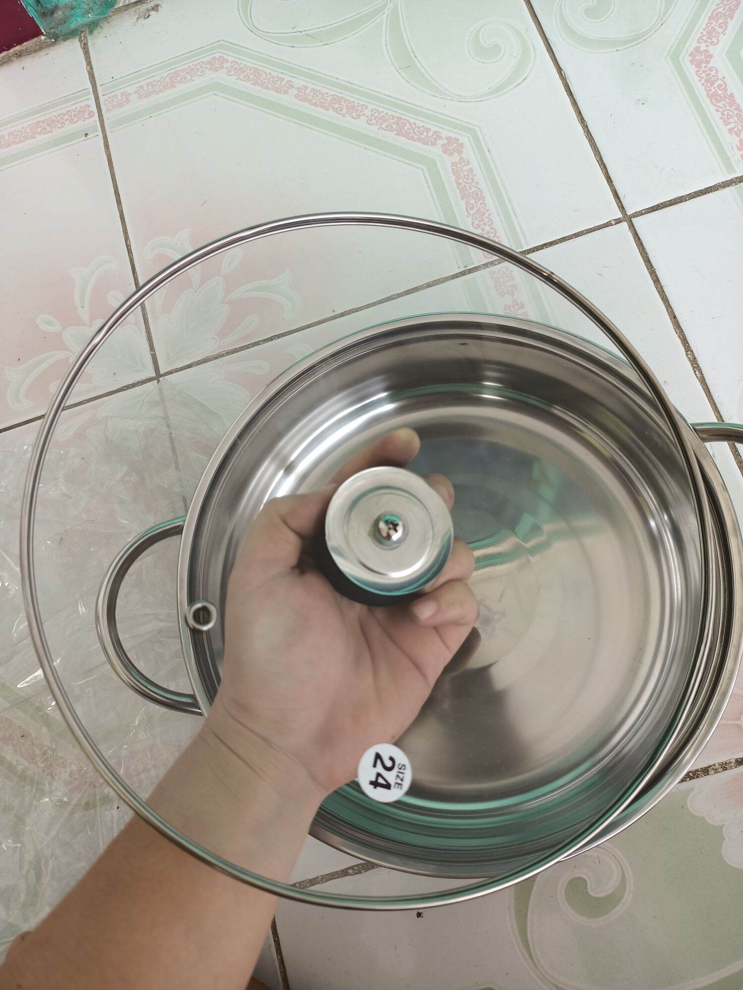 nồi lẩu inox nắp kính đk 24cm