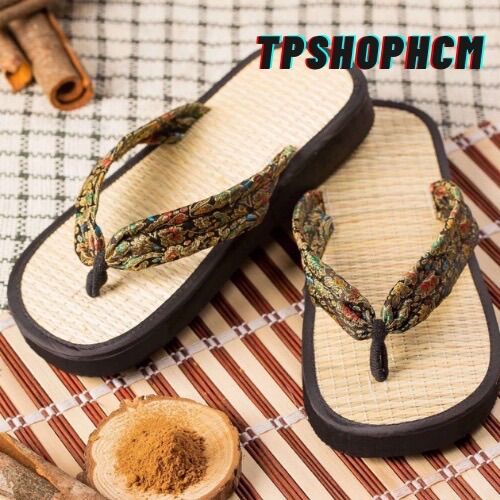 Dép chiếu mang trong nhà quai kẹp gấm dành cho Nam Nữ