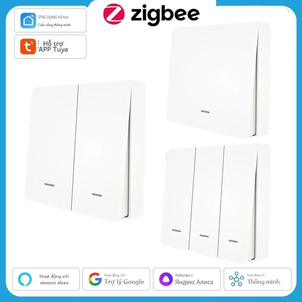 Tuya Zigbee Không Dây Công Tắc Thông Minh Chạy Bằng Pin 1/2/3 Băng Đảng Tường Nút Nhấn Cảnh Bộ Điều Khiển Cho Nhà Thông Minh Tự Động Hóa Từ Xa