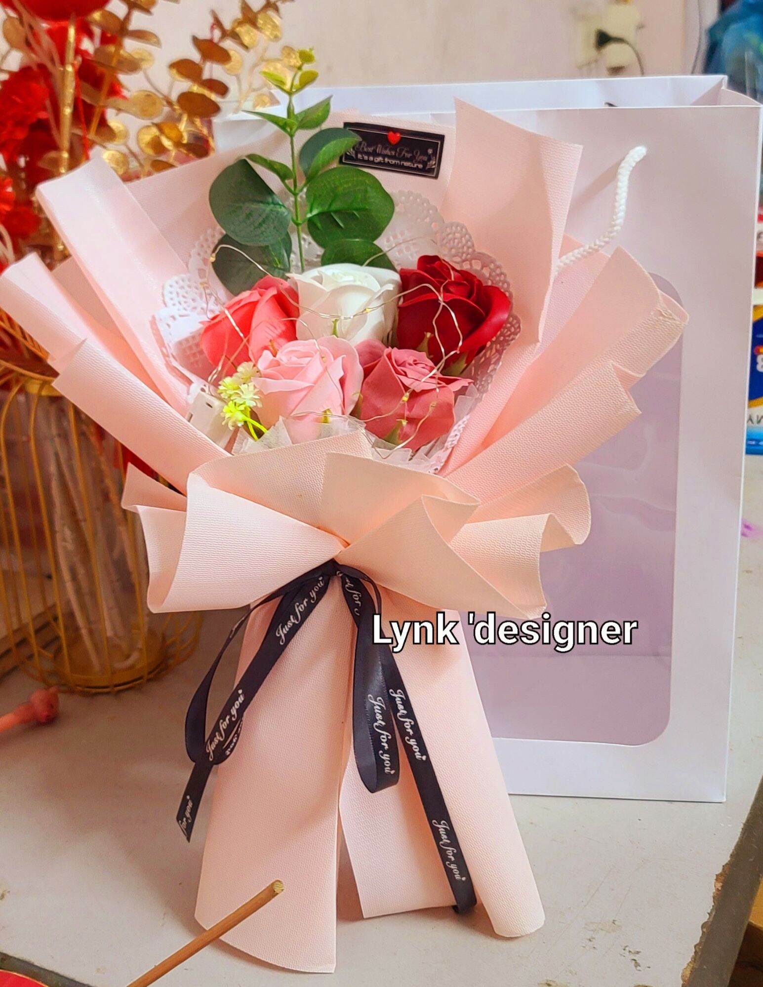 Bó hoa hông sáp thơm vĩnh cửu 5 bông