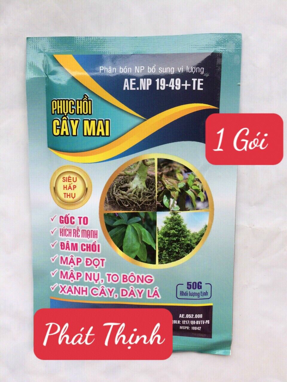 50 Gram Phân bón Phục Hồi Cây Mai Trước và Sau Tết Giúp Ra Rễ Mới, Ra Đọt Mạnh, Mập Nu, To Bông, To Gốc, Xanh Cây, Dày Lá Tốt Xum Xuê