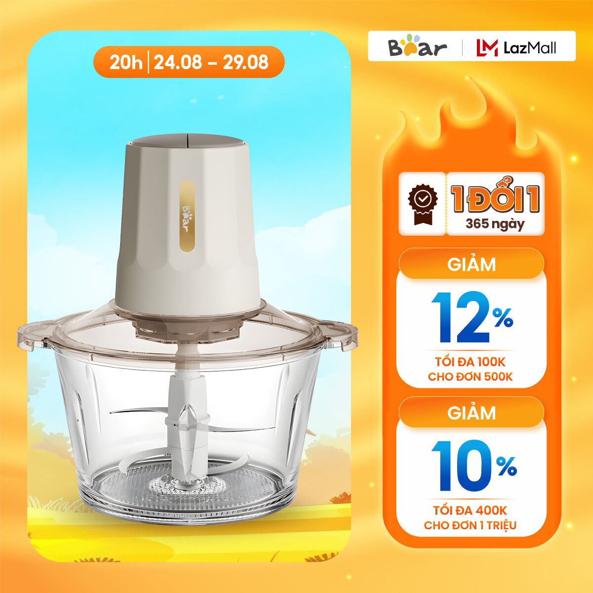 Máy xay thực phẩm, xay thịt bear qsj-e03b2 - hàng chính hãng