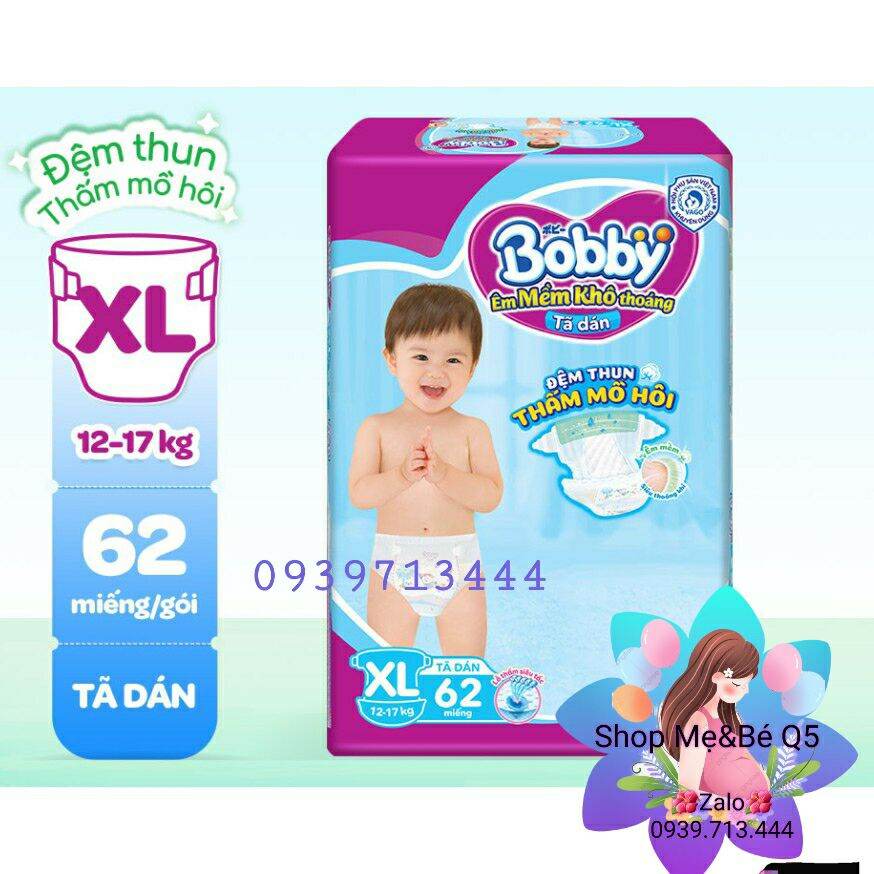 [HCM]??TÃ DÁN BOBBY ĐỆM THUN THẤM MỒ HÔI SIZE XL 62 MIẾNG