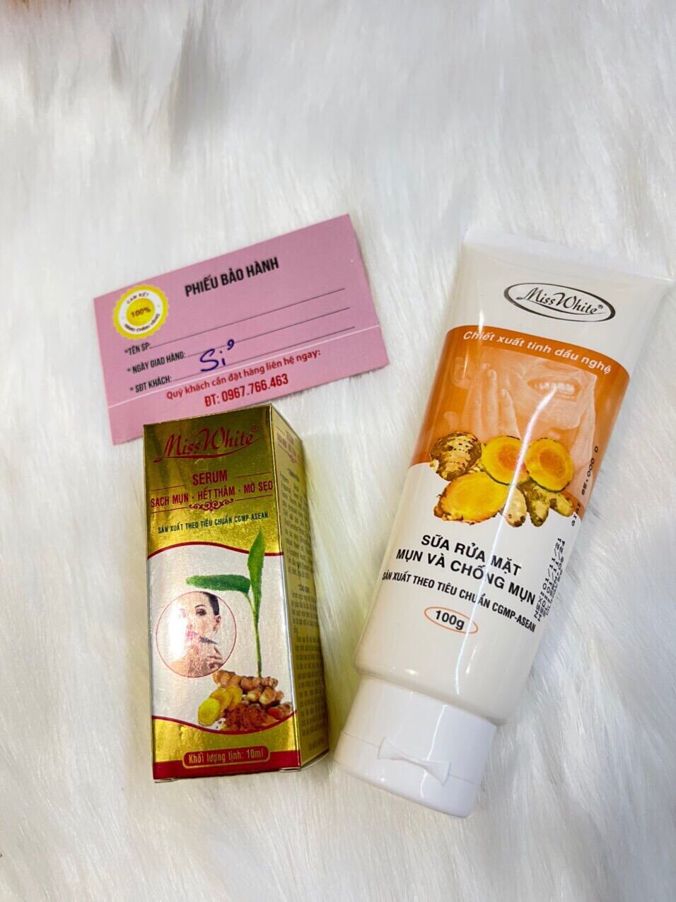 Bộ đôi serum và sữa rửa mặt nghệ misswhite mụn và thâm