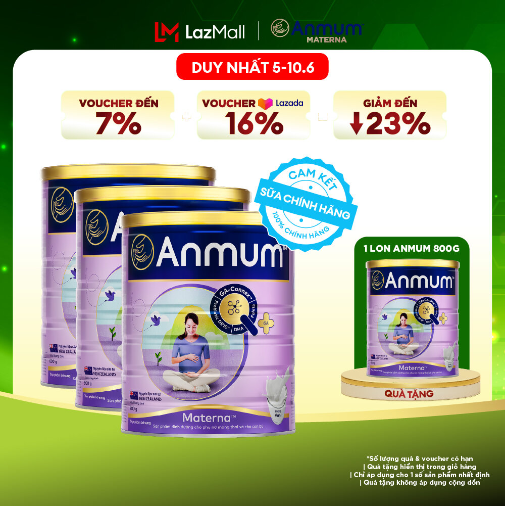 [Voucher giảm đến 26%]Combo 3 Sữa Bột Dành Cho Mẹ Bầu Anmum Materna Hương Vani 800G