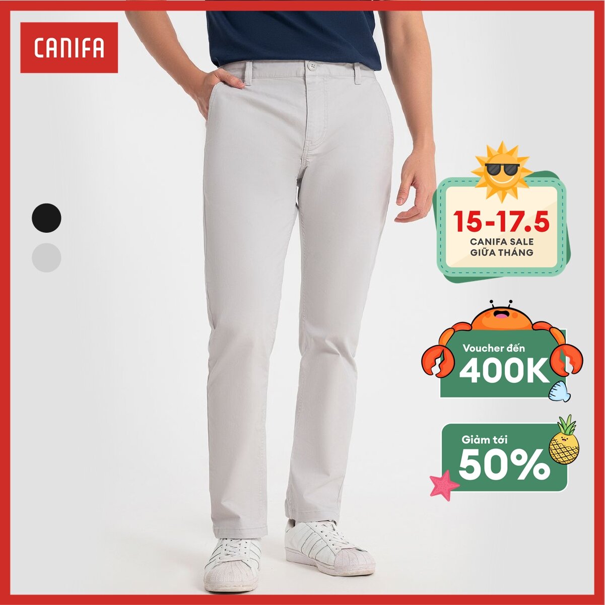 Quần khaki nam canifa dáng basic 8bk22a008