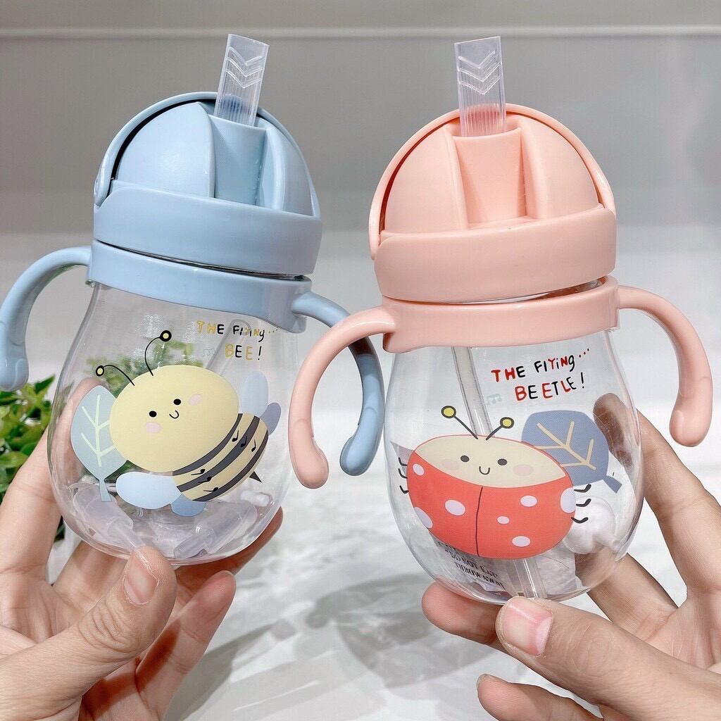 Bình tập uống nước cho bé, Bình nước cho bé có van chống sặc cao cấp 250ml