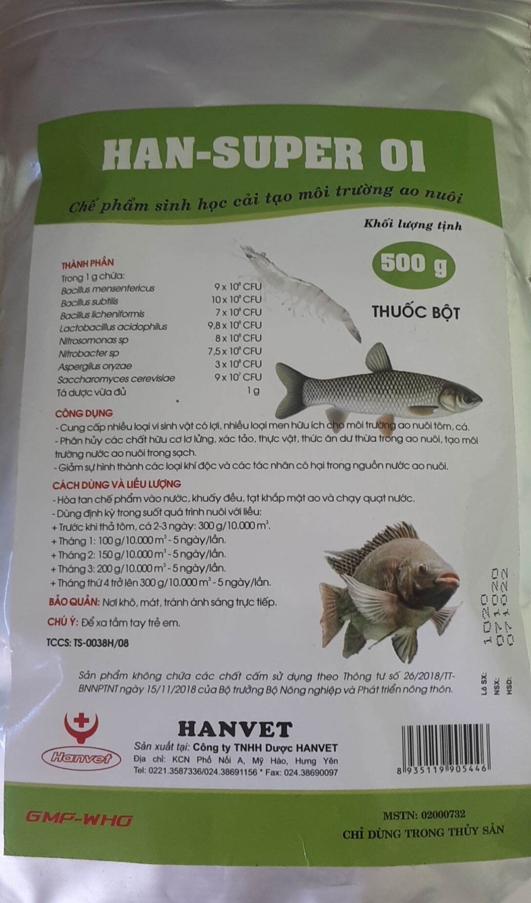 Han Super 01 gói 500g vi sinh xử lý nước ao nuôi