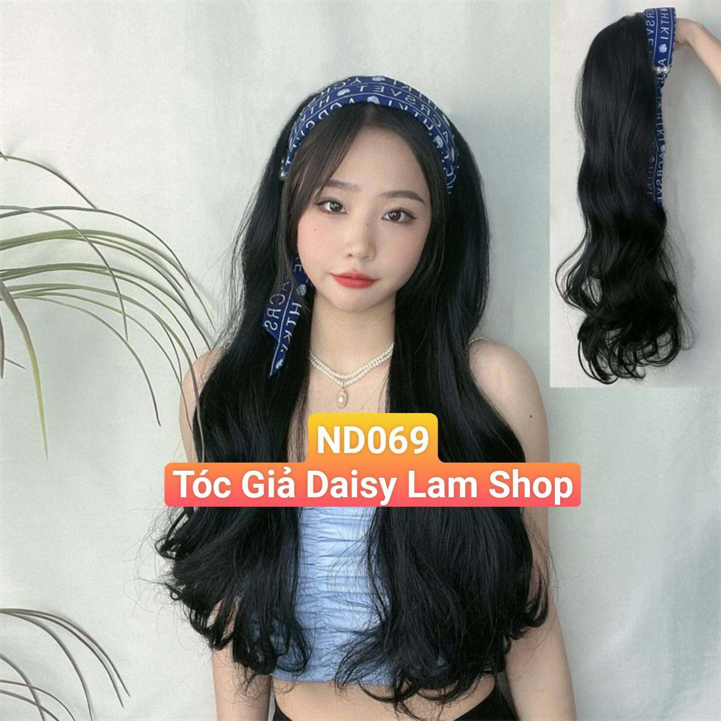 Tóc Giả Nửa Đầu kiểu Cài dây ruy băng ngắn đính ngọc trai ND069