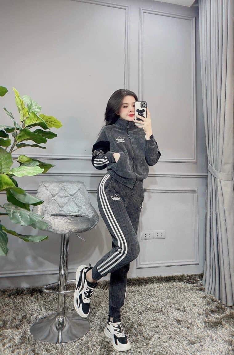 Bộ adidas nhung tăm nữ