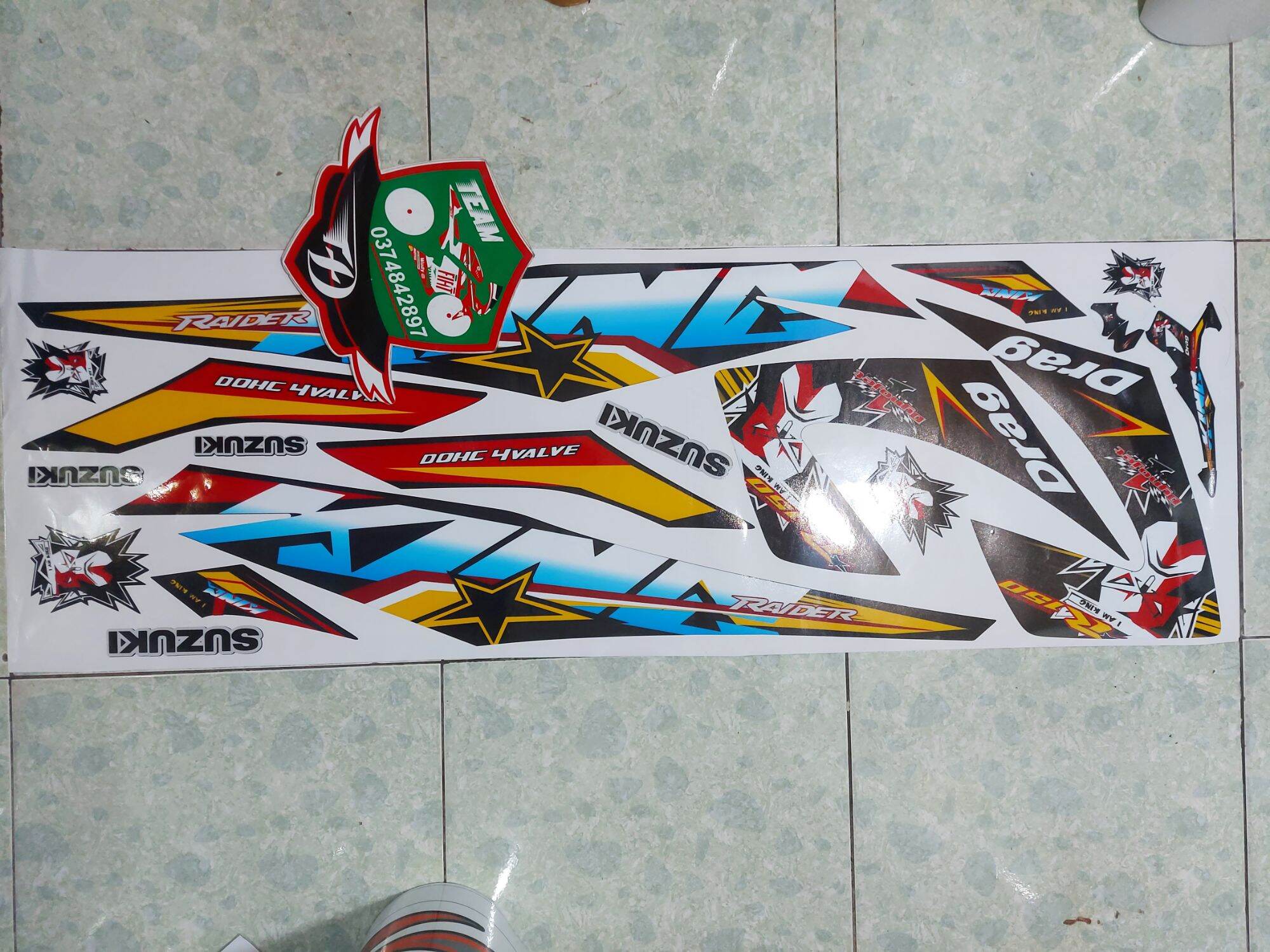 [HCM]Tem xe raider xăng cơ  mẫu tem rời king drag cao cấp dán các màu xe