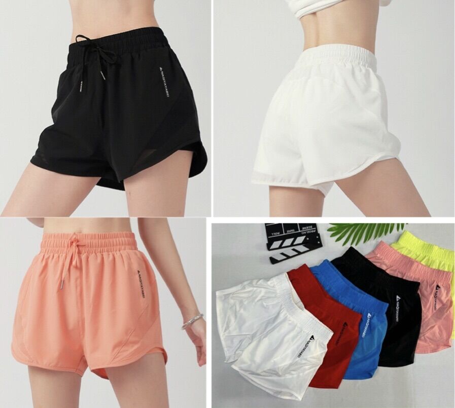 Quần short thể thao tập gym yoga nữ phối lưới hai lớp