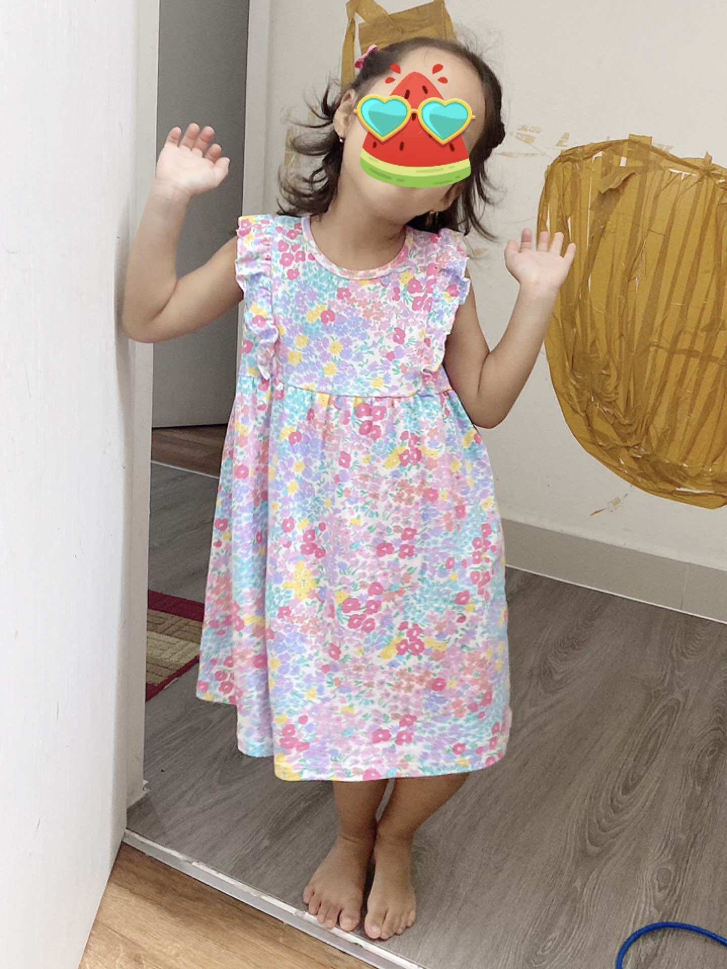 Váy bé gái bèo vai Miwoo xuất Nhật