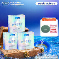 Bộ 3 hộp bao cao su Durex Invisible  Extra Thin Extra Sensitive siêu mỏng, size 52mm, 3 bao/hộp