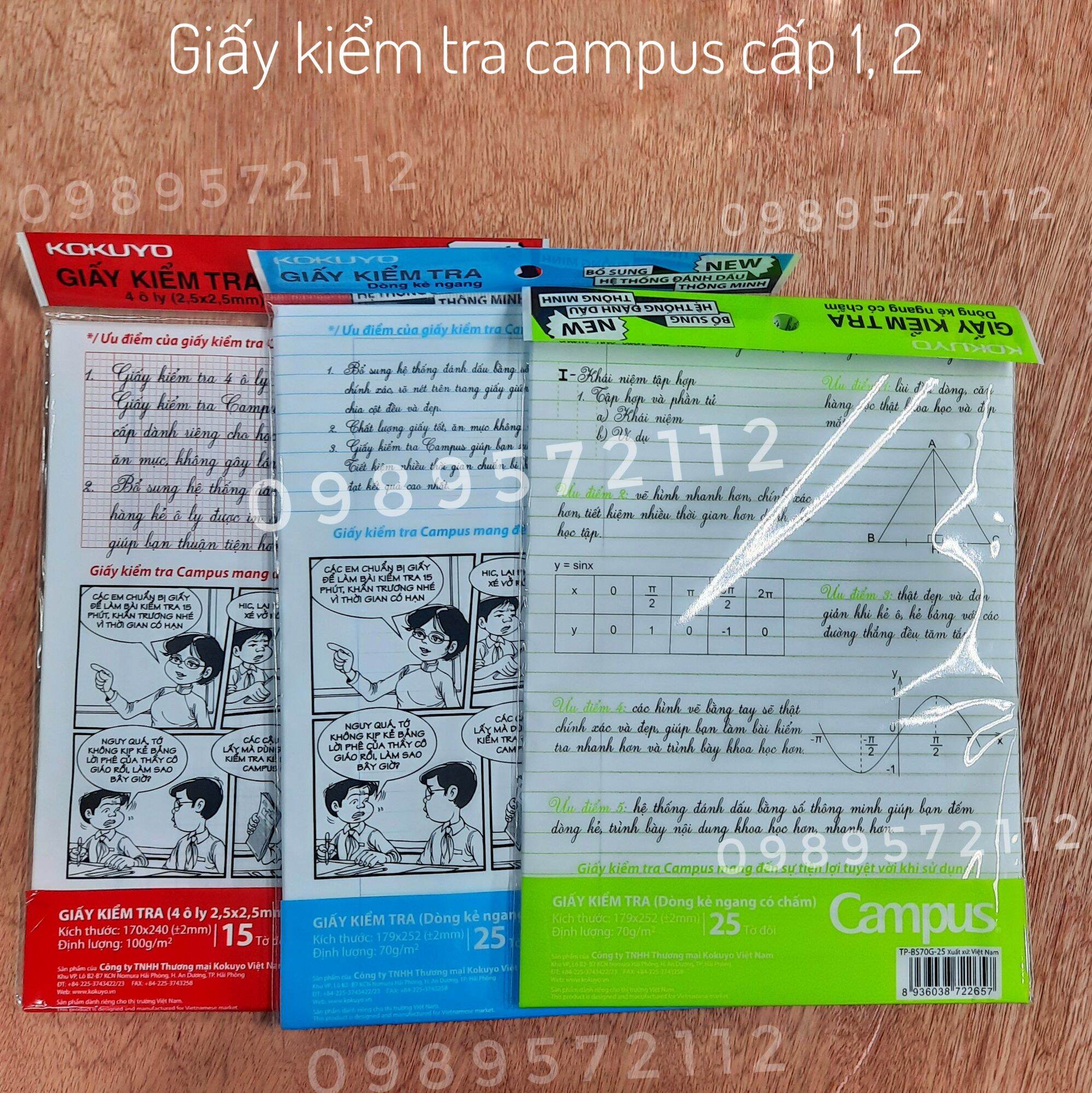 Giấy kiểm tra campus ô ly,kẻ ngang.